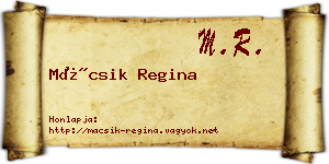 Mácsik Regina névjegykártya
